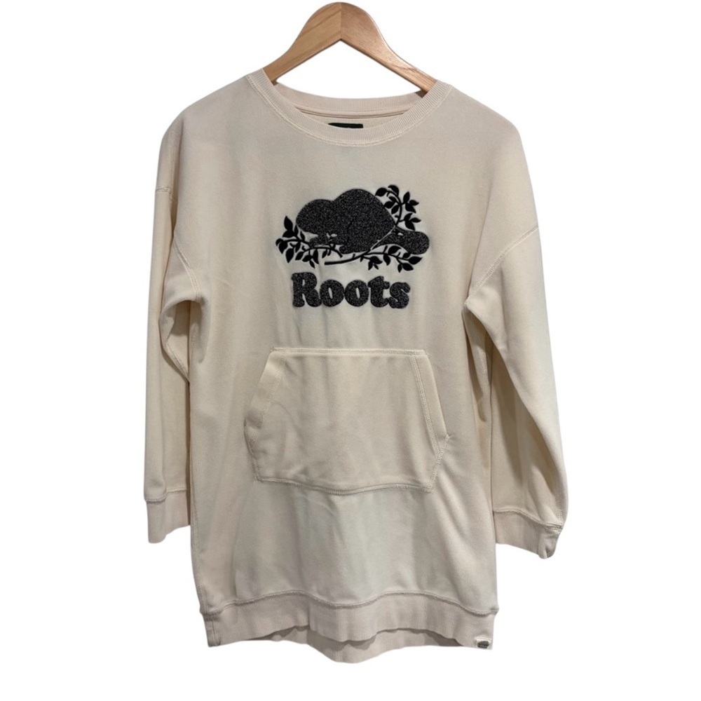 2/$25 Roots Canada Off-White Fleece Long-Sleeve Sweatshirt Full Pocket
